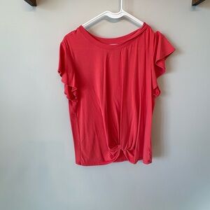 Women's Red Ruffle Sleeve Top